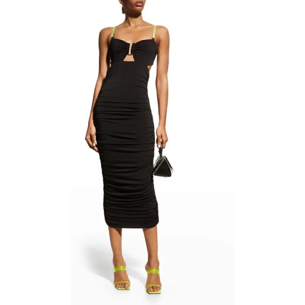 NWT Le Superbe Before Sunrise Cut-Out Side Ruched Midi Bodycon Dress